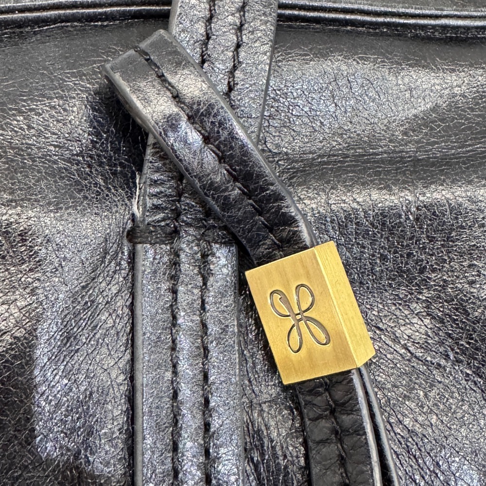 Hobo International Black Leather Tote Shoulder Bag Large Pocket Book Brass Zip - Picture 10 of 13